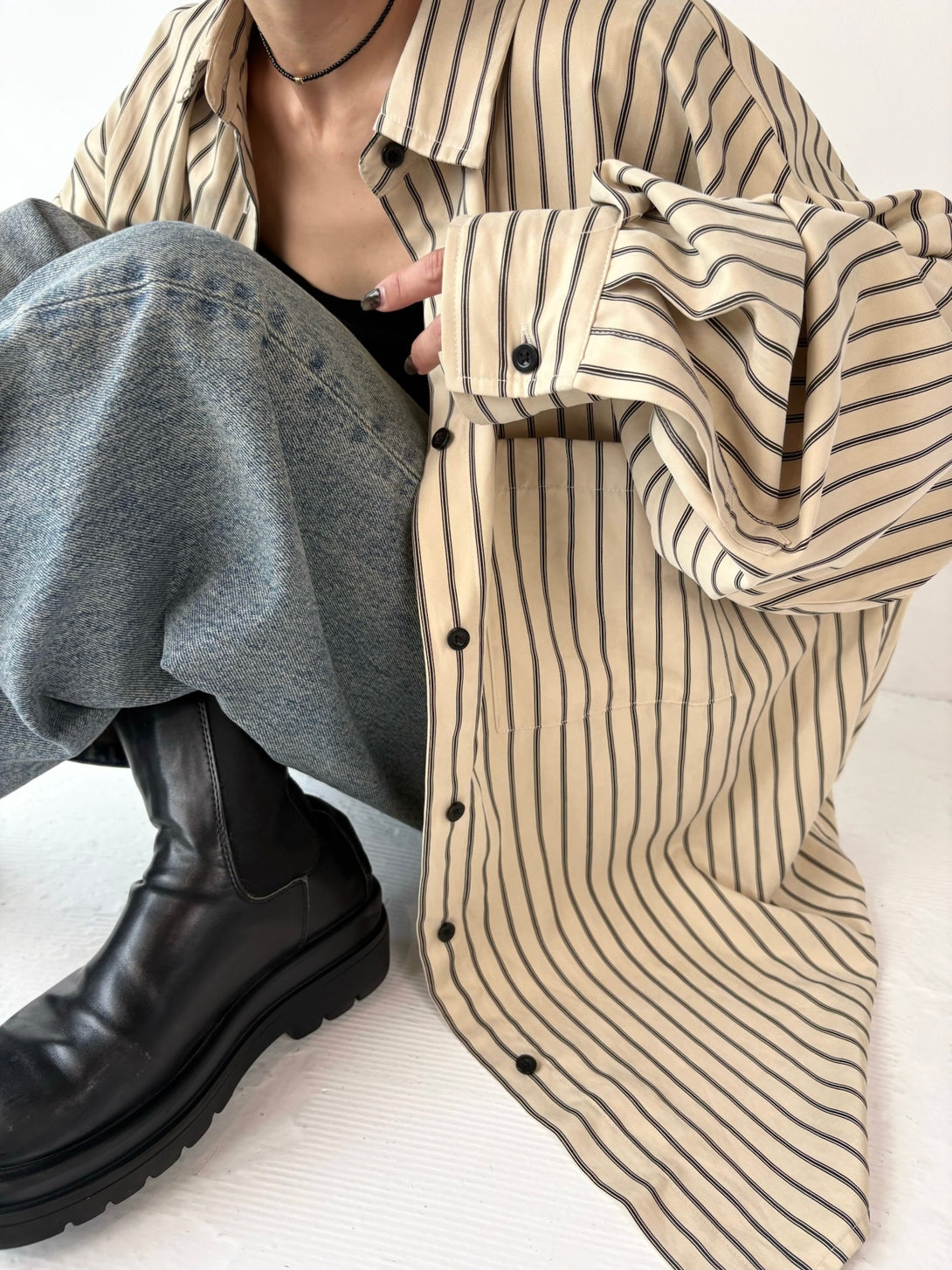 SILKY DRAPE OVERSIZED STRIPE SHIRT | efu(エフ)official通販サイト 