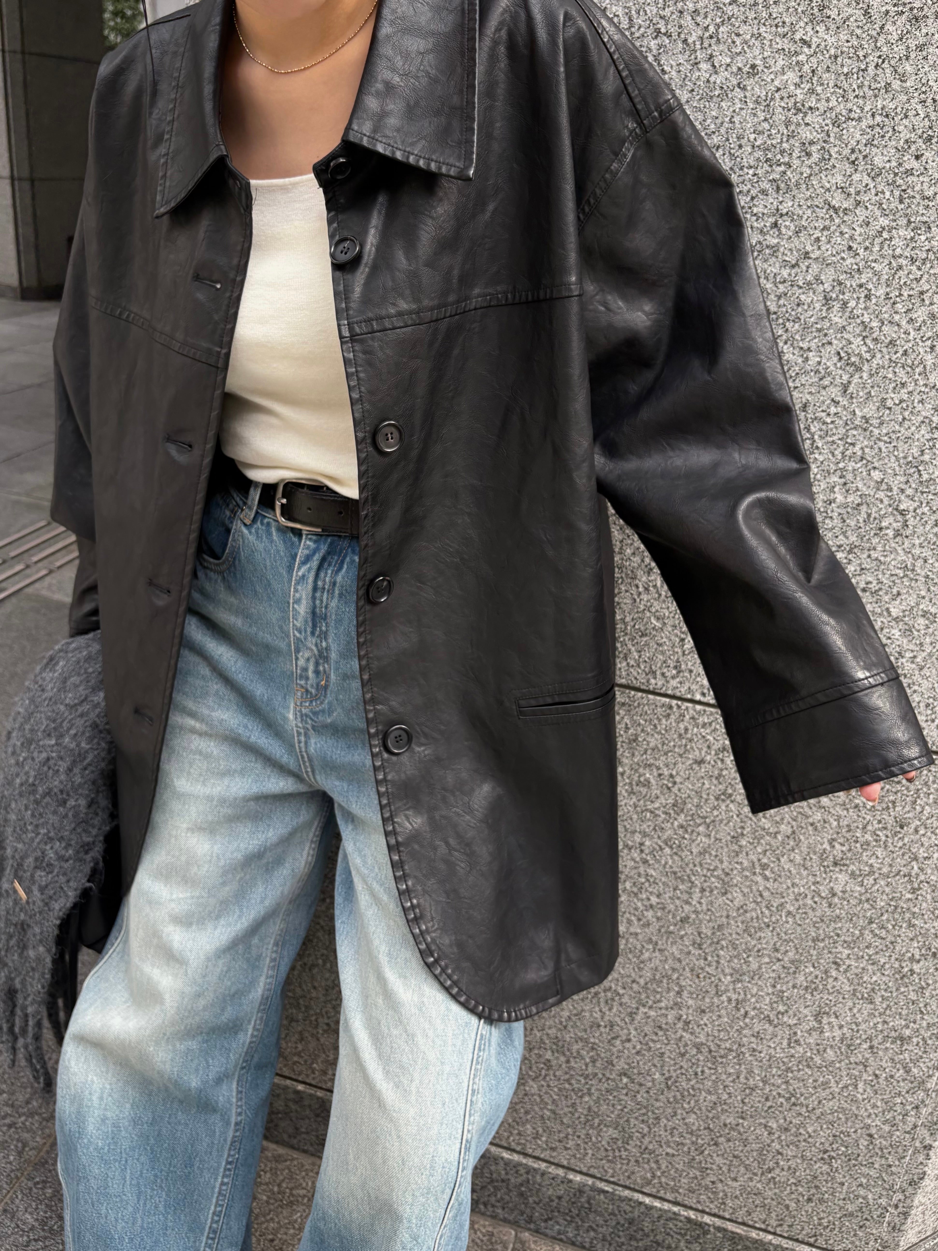 efu エフ FAKE LEATHER BIG JACKET レザージャケット FAKE LEATHER BIG JACKET | efu(エフ)official通販サイト – efu official