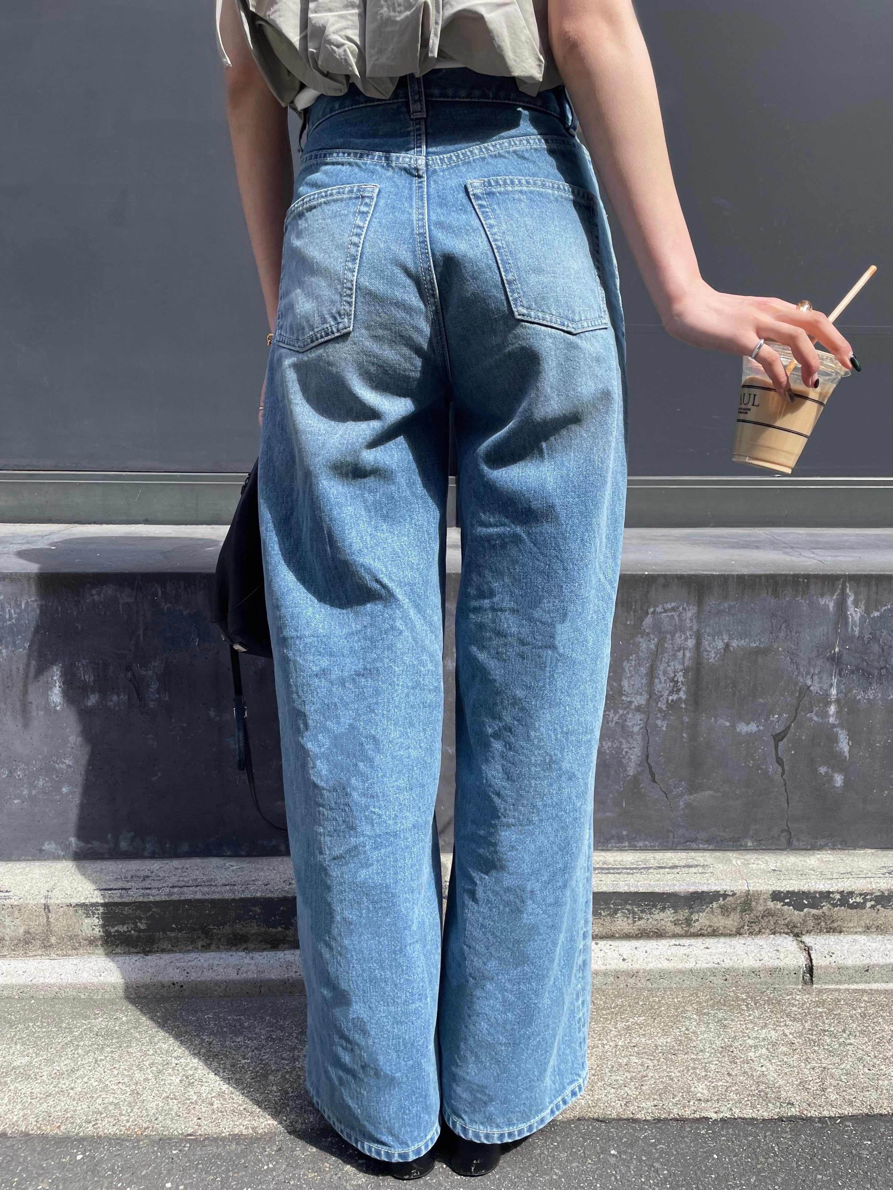 【新品】efu ハイウエストスリムワイドデニム BLU M HIGH WAIST SLIM WIDE DENIM | efu(エフ)official通販サイト