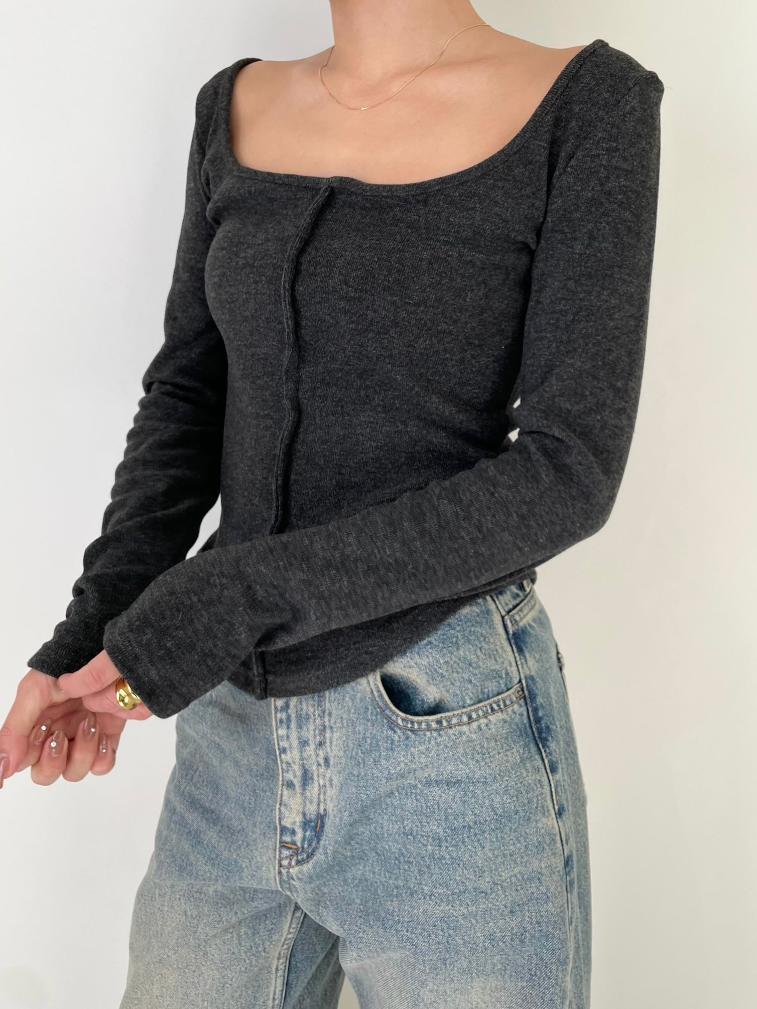 BRUSHED SQUARE NECK TOP | efu(エフ)official通販サイト – efu official