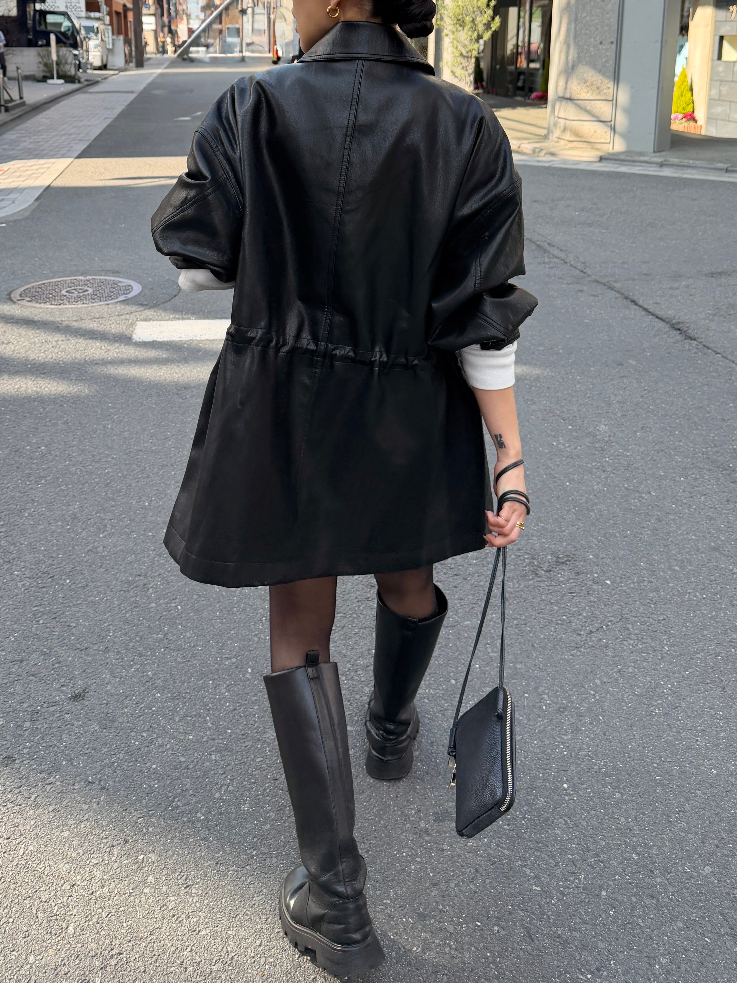 efu エフ WAIST DRAWSTRING LEATHER JACKET WAIST DRAWSTRING LEATHER JACKET | efu(エフ)official通販サイト