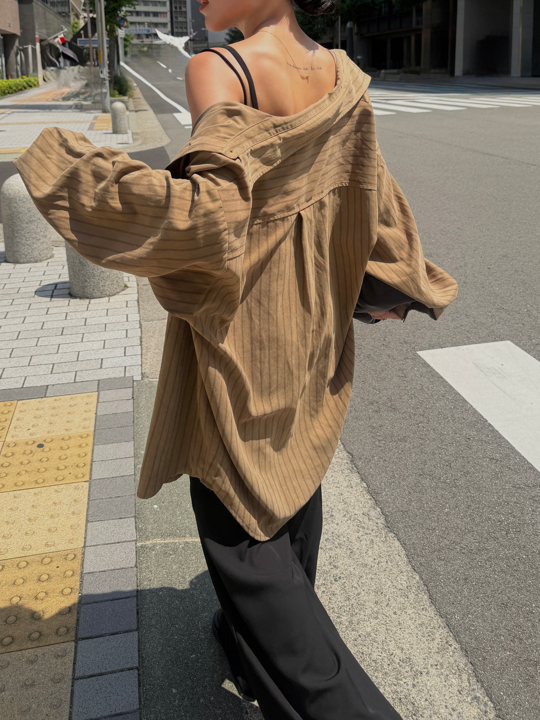 SILKY DRAPE OVERSIZED STRIPE SHIRT | efu(エフ)official通販サイト 