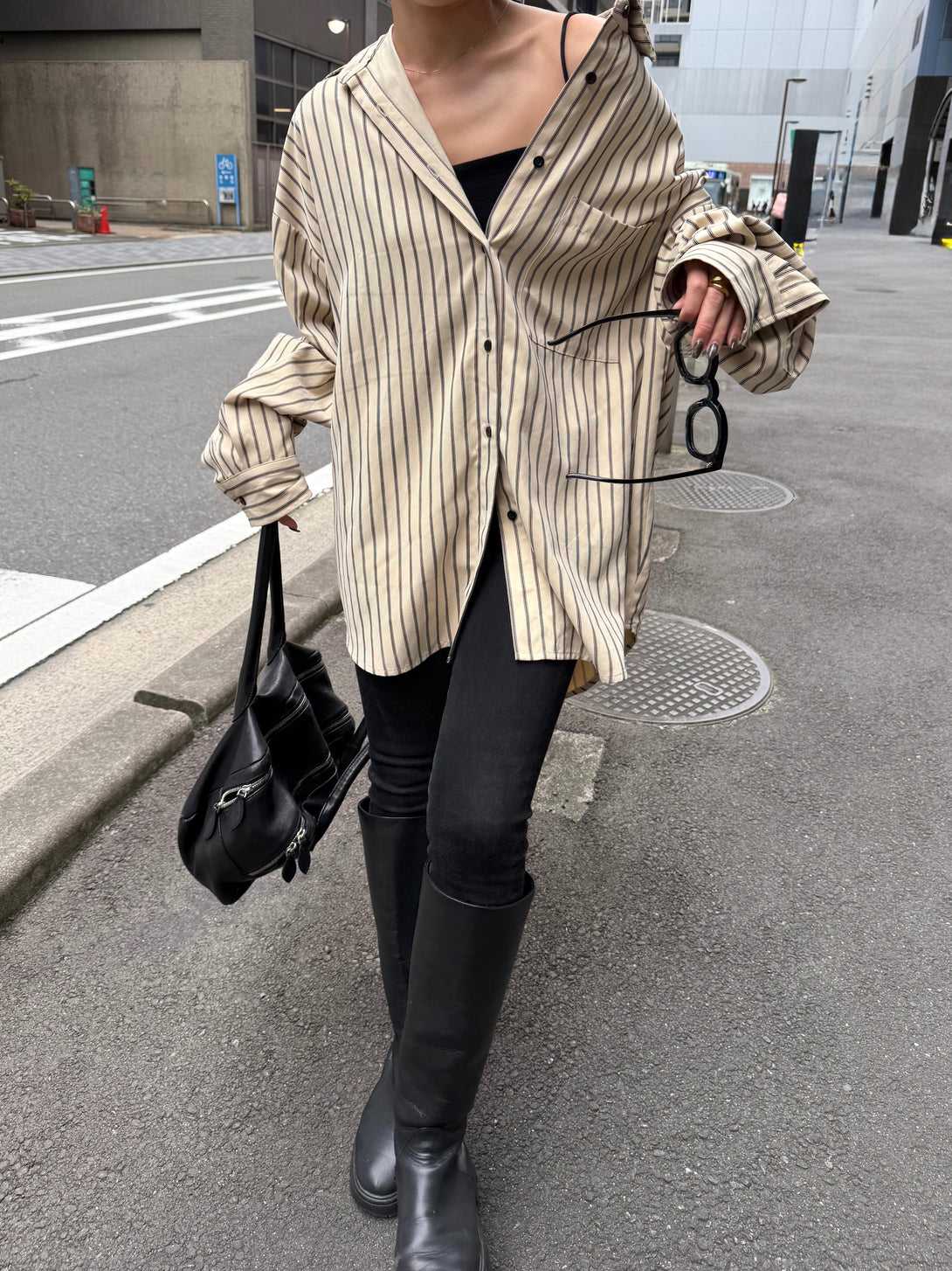SILKY DRAPE OVERSIZED STRIPE SHIRT | efu(エフ)official通販サイト 