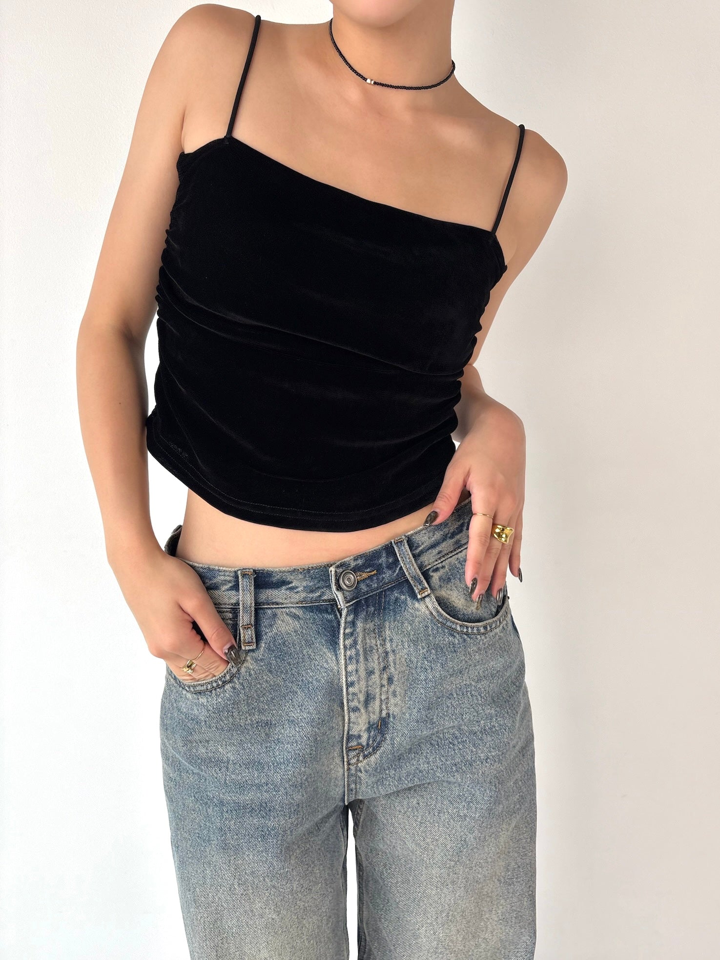 PAD IN VELOUR GATHER CAMISOLE | efu(エフ)official通販サイト – efu