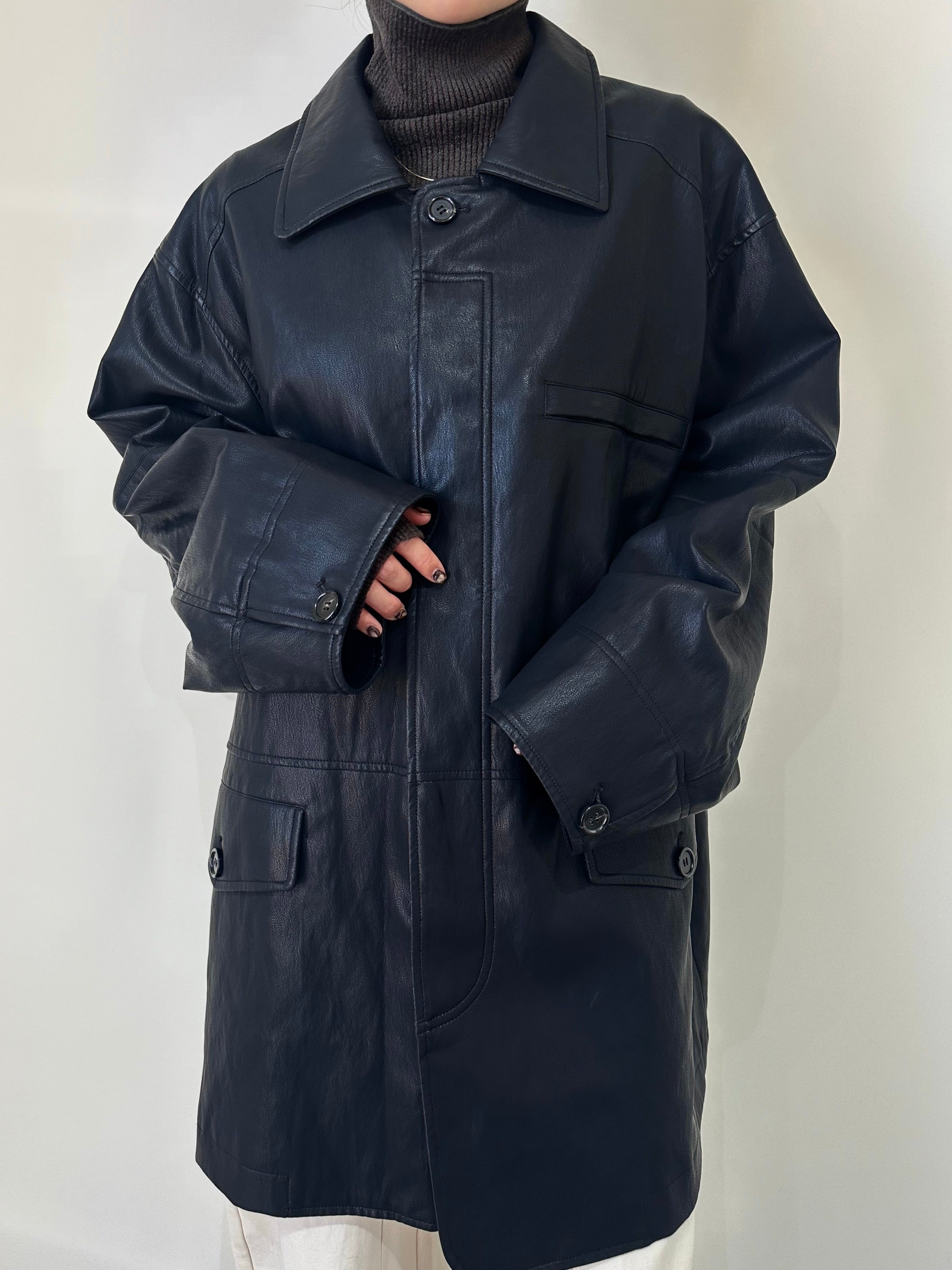 FAKE LEATHER HALF COAT | efu(エフ)official通販サイト – efu