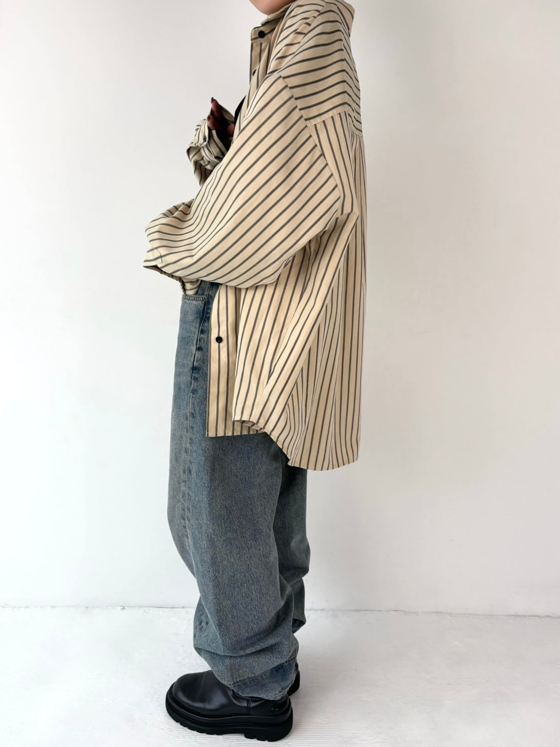 SILKY DRAPE OVERSIZED STRIPE SHIRT | efu(エフ)official通販サイト 