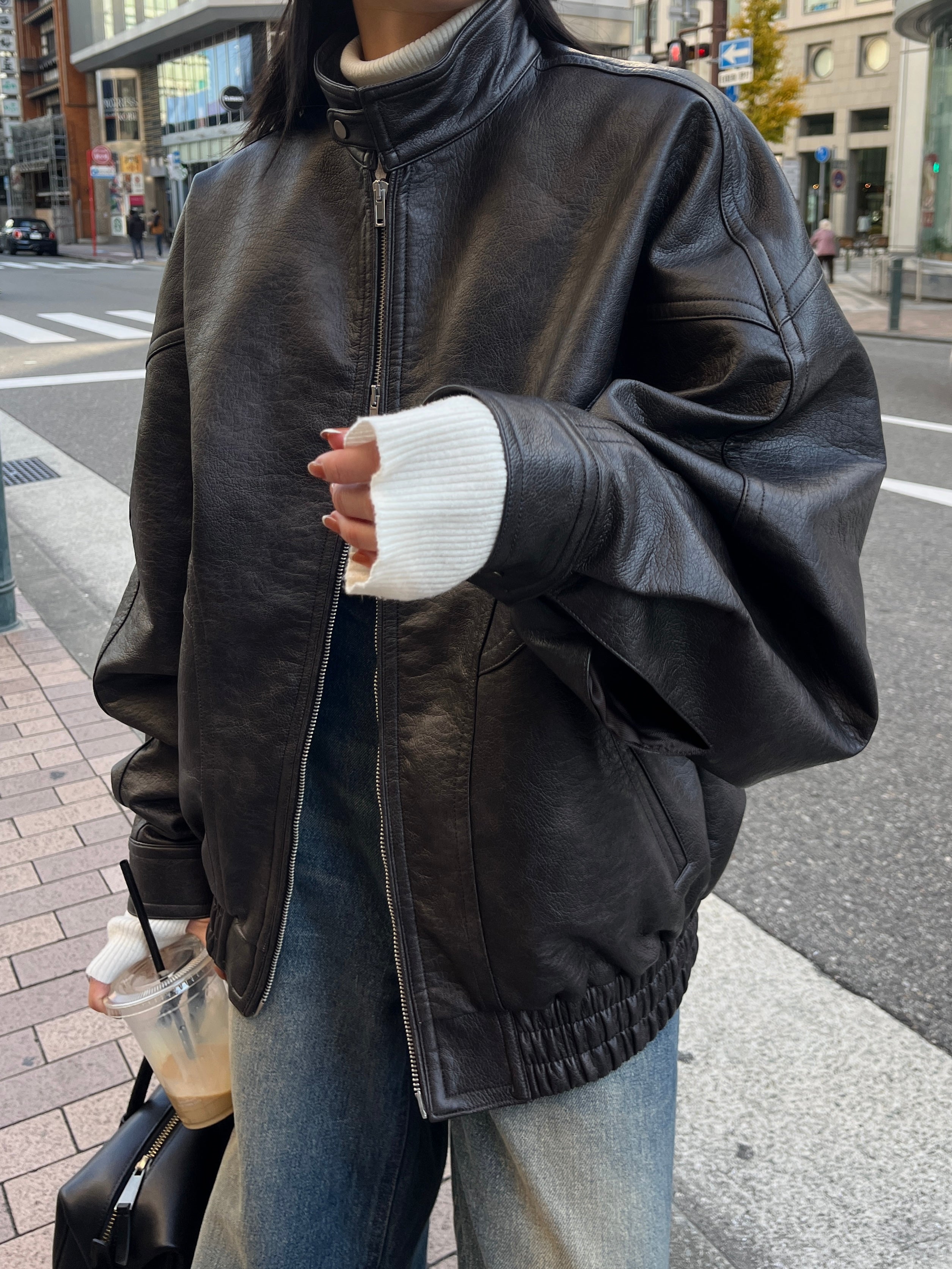 FAKE LEATHER BIG JACKET | efu(エフ)official通販サイト – efu