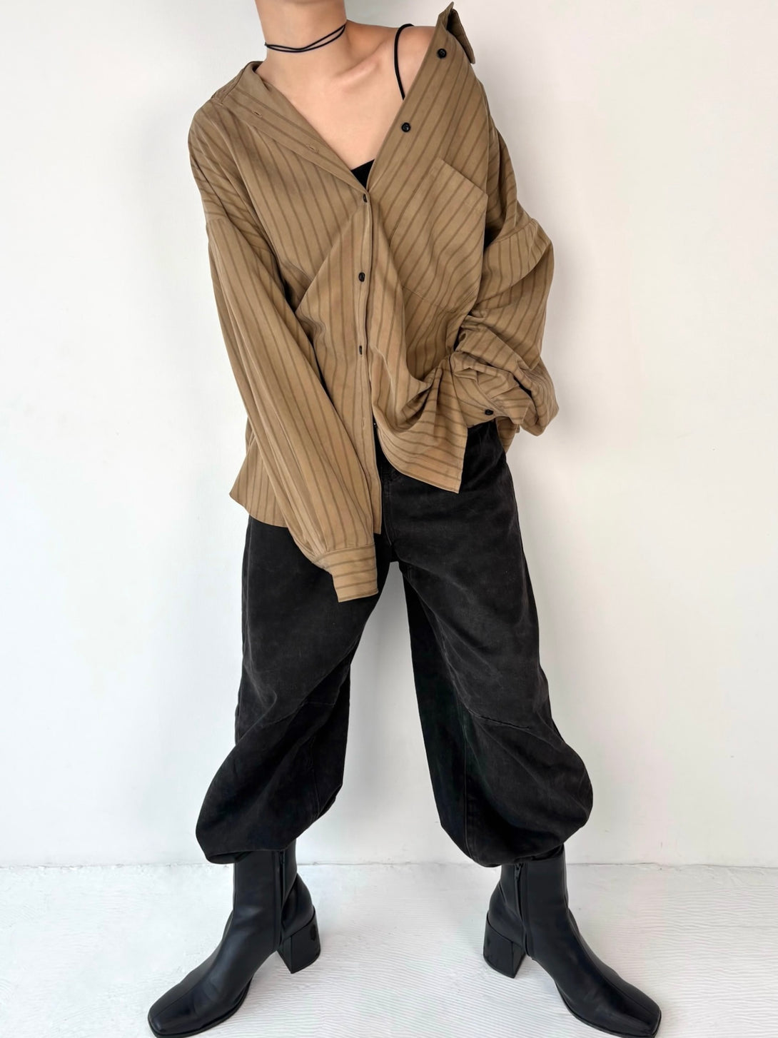 SILKY DRAPE OVERSIZED STRIPE SHIRT | efu(エフ)official通販サイト 