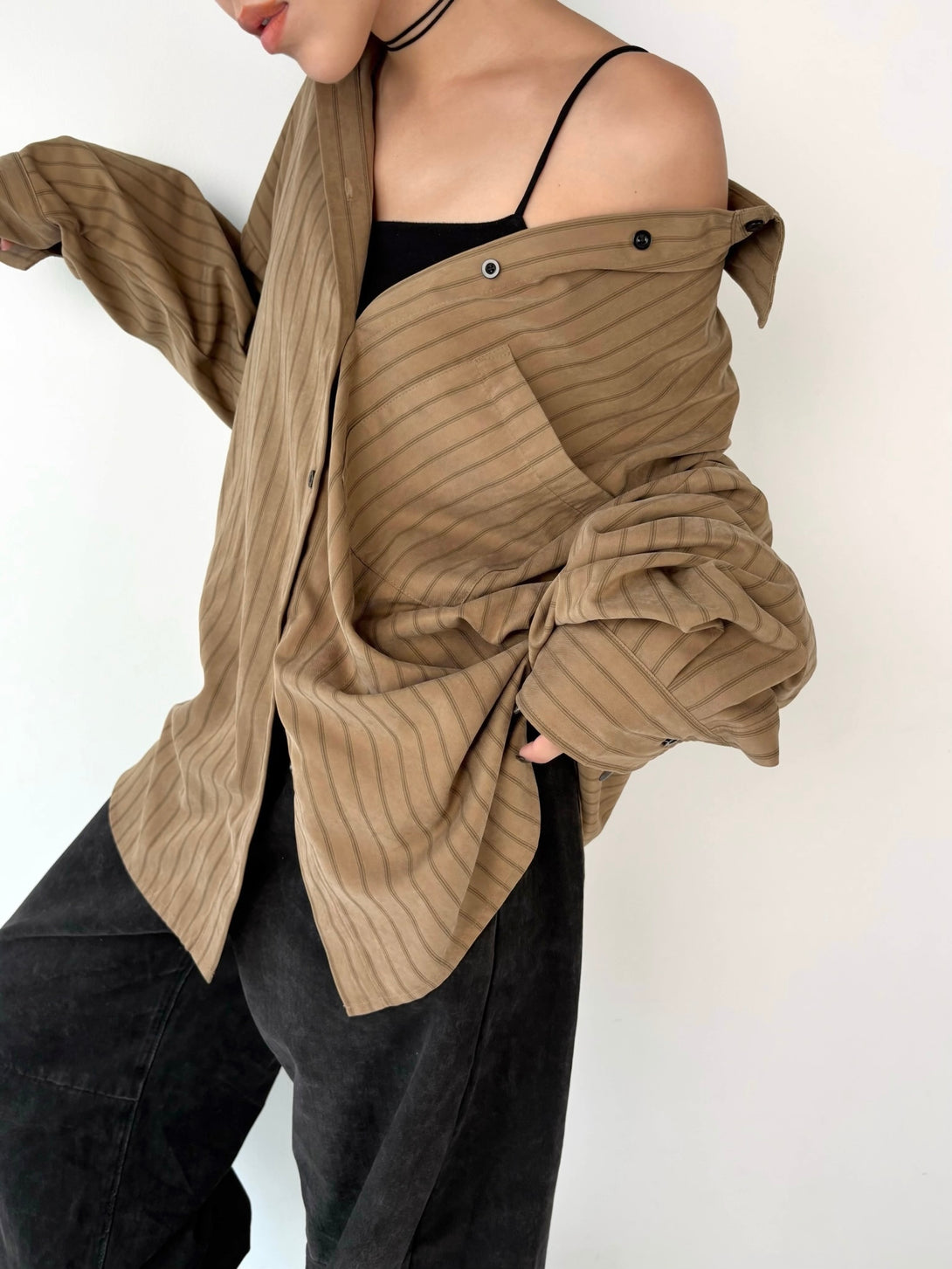 SILKY DRAPE OVERSIZED STRIPE SHIRT | efu(エフ)official通販サイト 