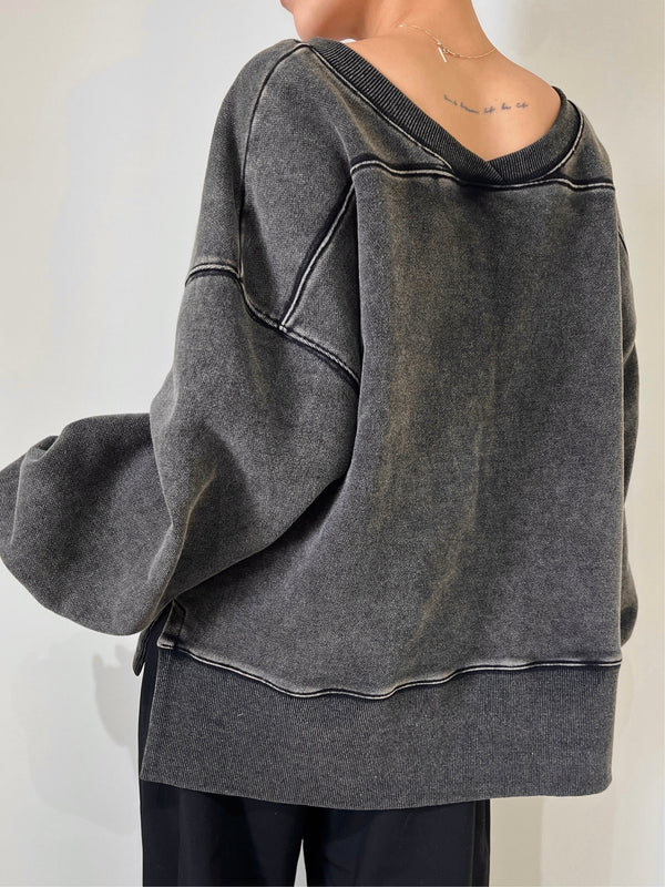 V BACK BLEACH SWEAT