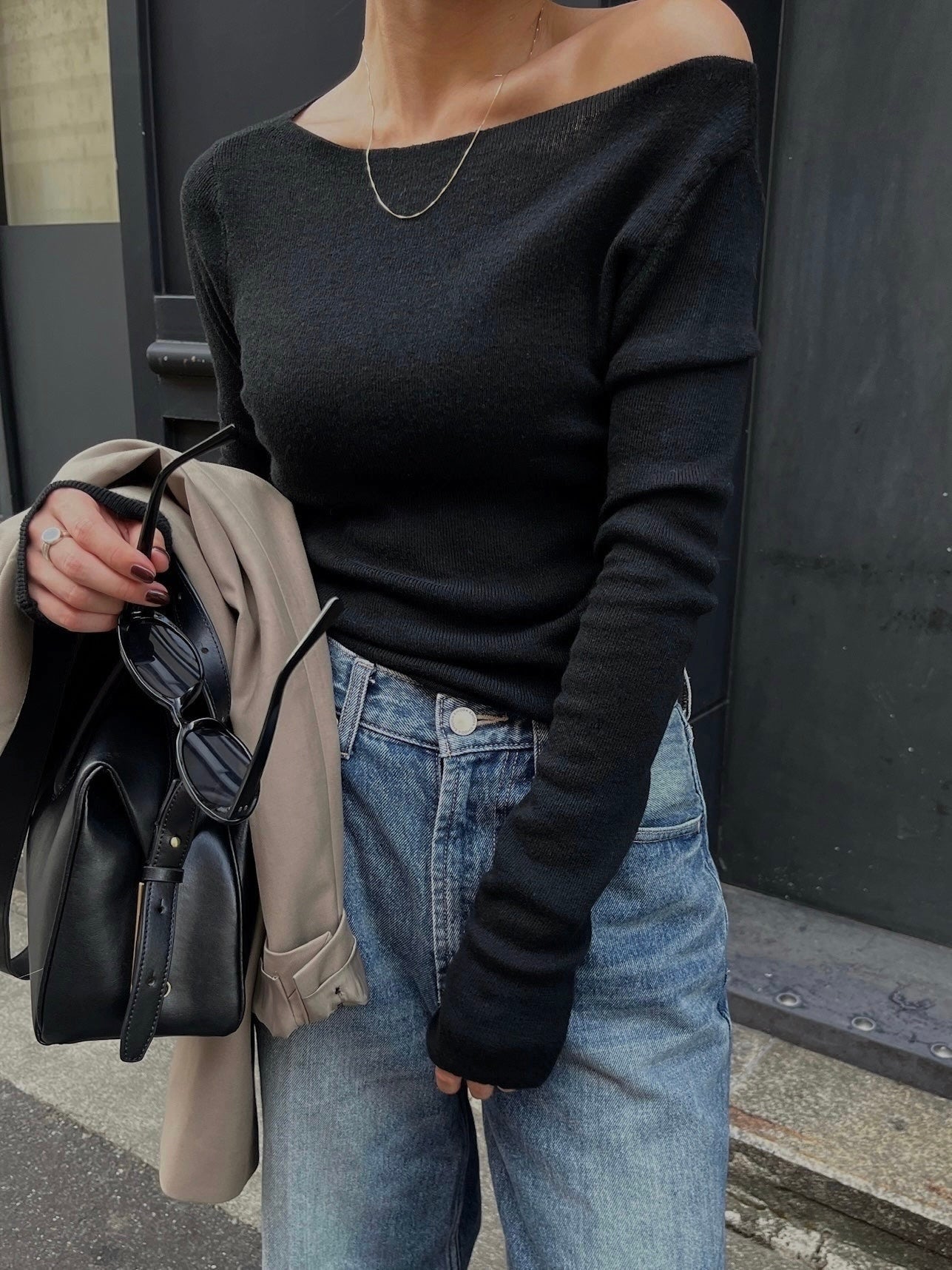efu. SHEER LONG SLEEVE KNIT ワンショルダー完売品 SHEER LONG SLEEVE KNIT | efu(エフ)official通販サイト – efu