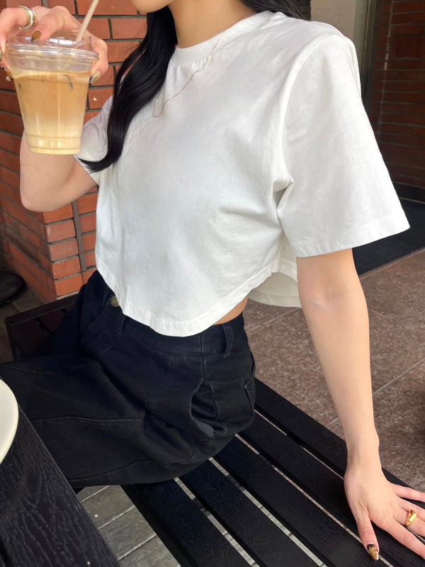 【PRE ORDER】ROUND HEM  CROP TEE (6月下旬〜7月上旬発送予定)