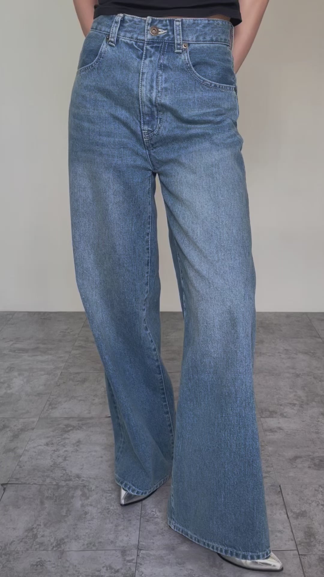 【新品】efu ハイウエストスリムワイドデニム BLU M HIGH WAIST SLIM WIDE DENIM | efu(エフ)official通販サイト