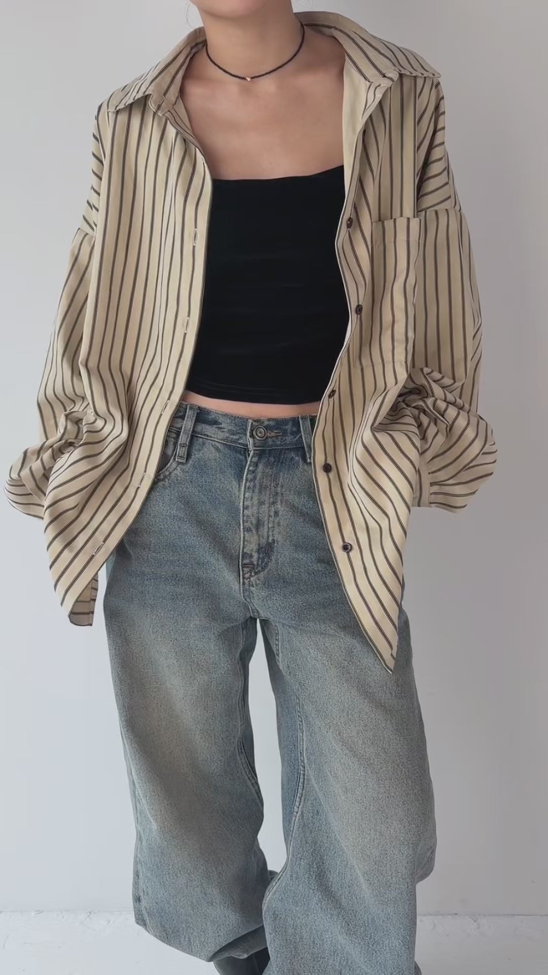 SILKY DRAPE OVERSIZED STRIPE SHIRT | efu(エフ)official通販サイト 