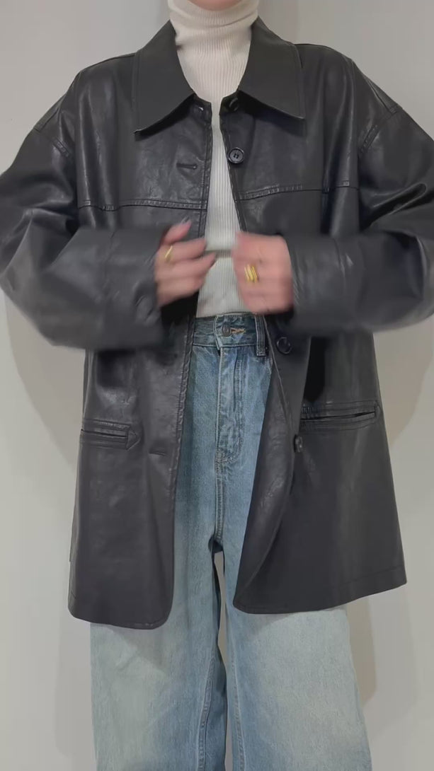 Euro vintage leather coat 【最終値下げ】 EURO Vintage Vintage Leather Officer Coat | 水戸